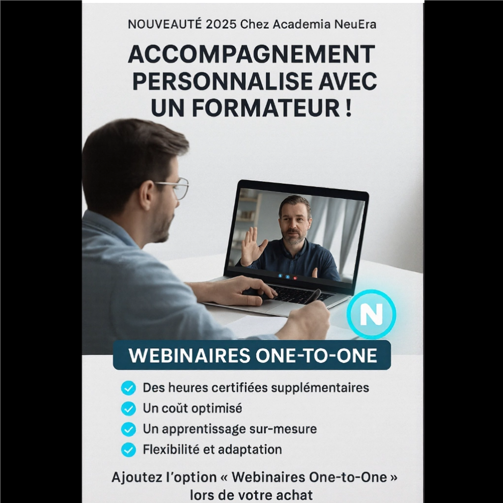 Webinaires One-to-One, Accompagnement personnalisé avec un formateur