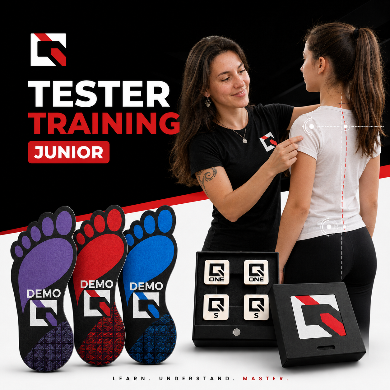 NeuEra Q-Technology Junior Tester training with Q-Box, Bigfoot kit, postural assessment tools and neuroscience-based posture testing